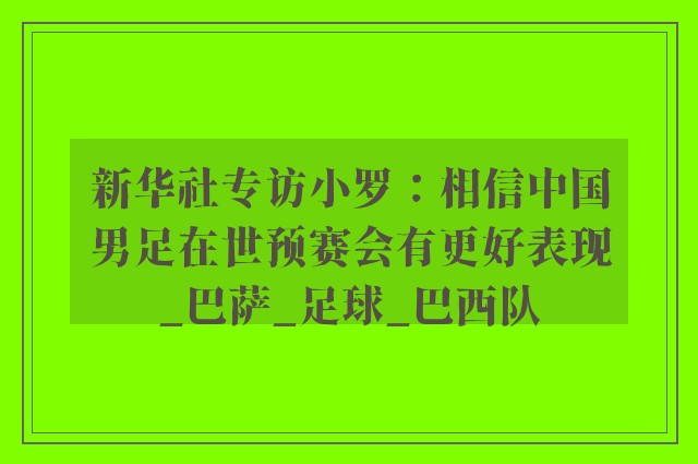 新华社专访小罗：相信中国男足在世预赛会有更好表现_巴萨_足球_巴西队